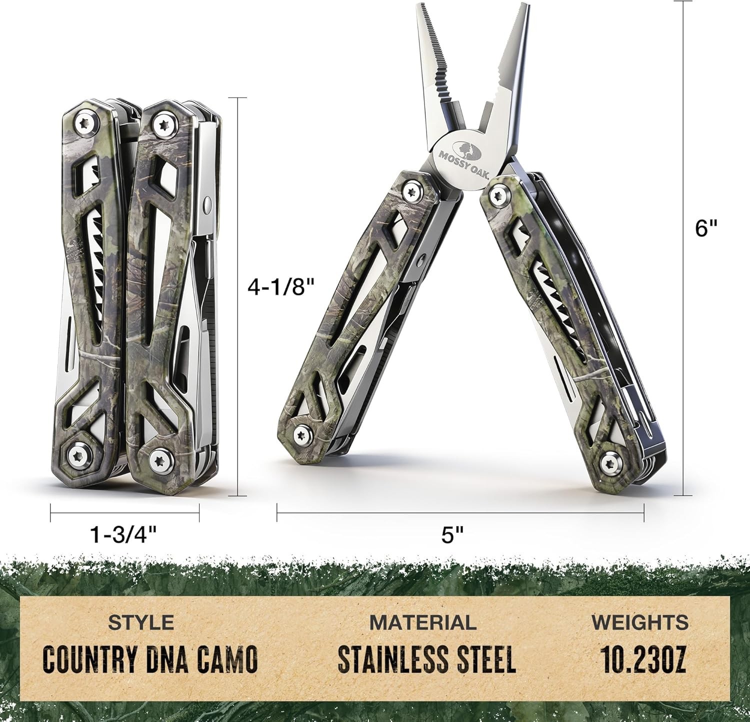 MOSSY OAK Multitool 22-in-1 Stainless Steel Plier Screwdriver Self-locking Knife