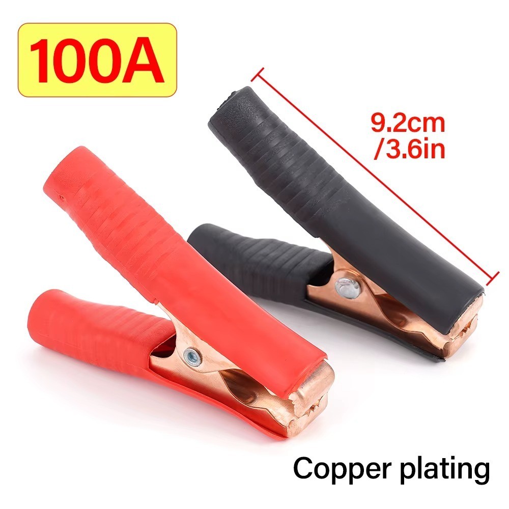 2PCS Car Alligator Clips Crocodile Clip Battery Test Clamps 100A Red Black.