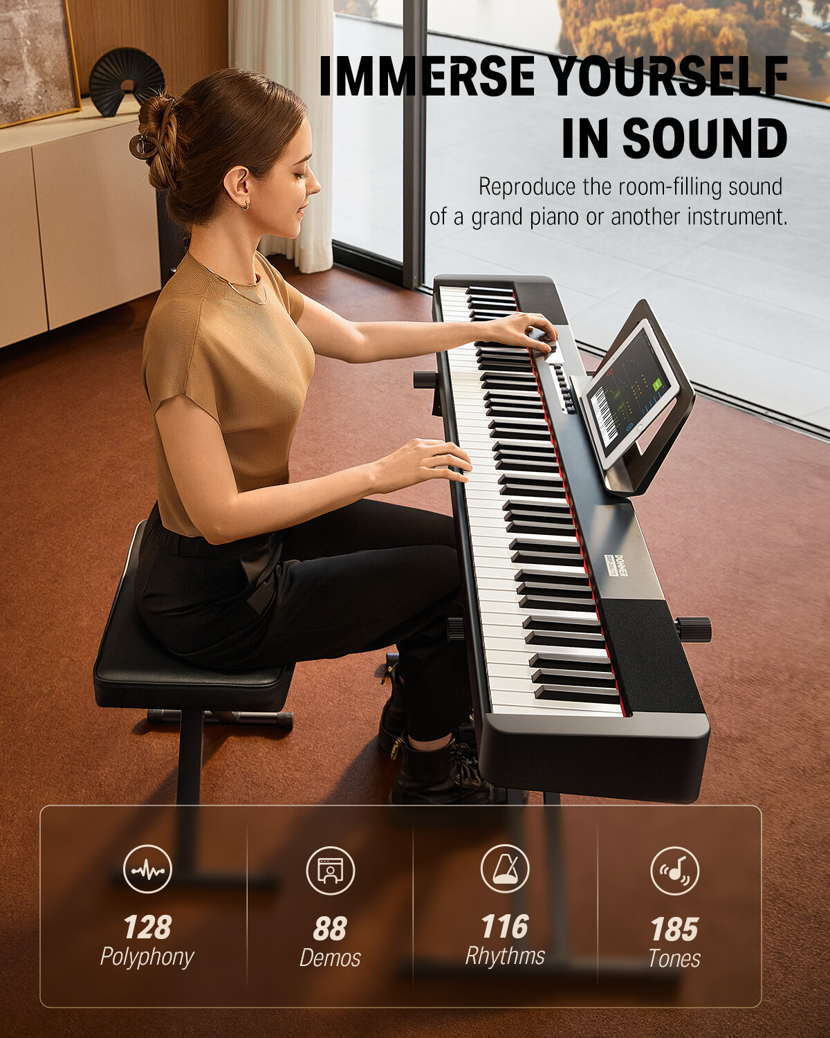 Donner DEP-20 Lite Digital Piano Keyboard with Stand, Refurbished