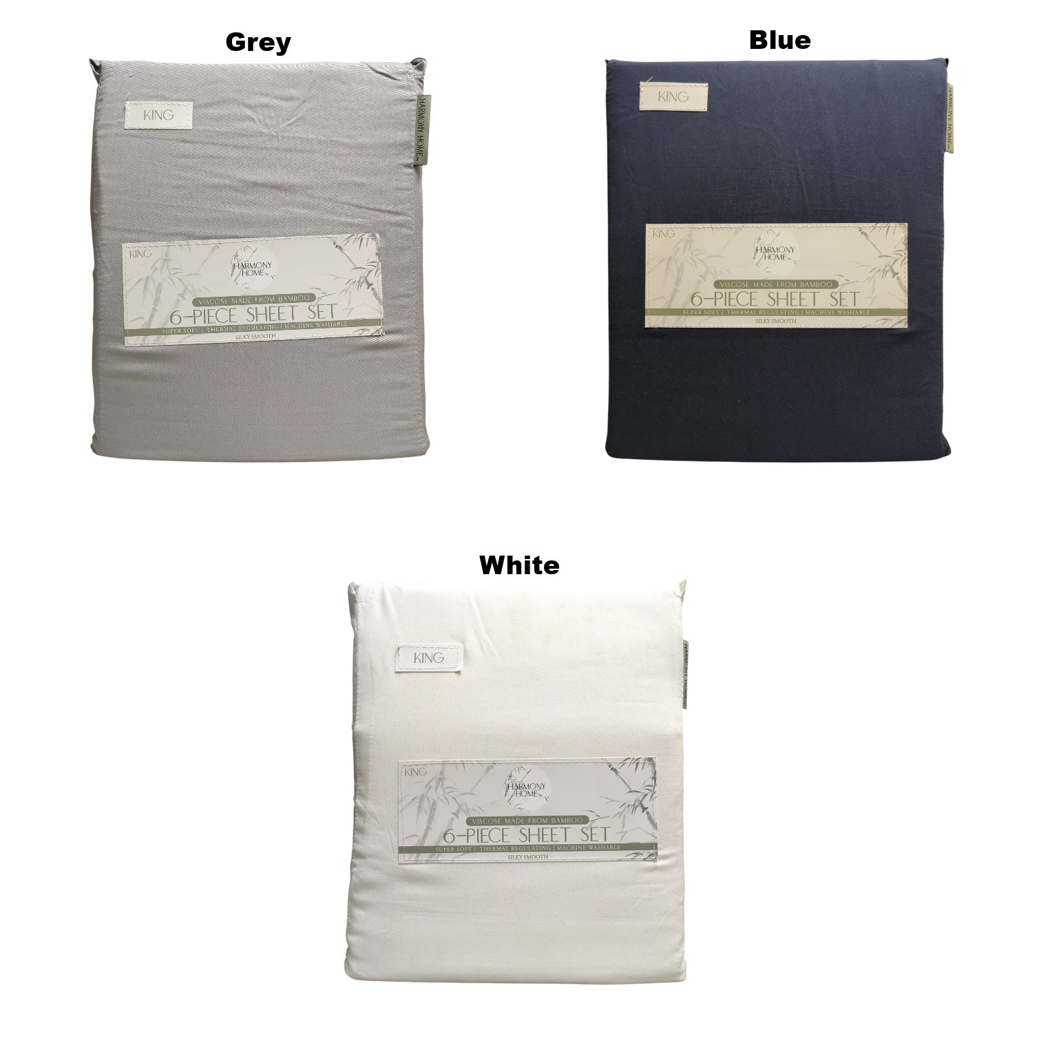 Harmony Home 6-Piece Sheet Set, Viscoise Made from Bamboo, King