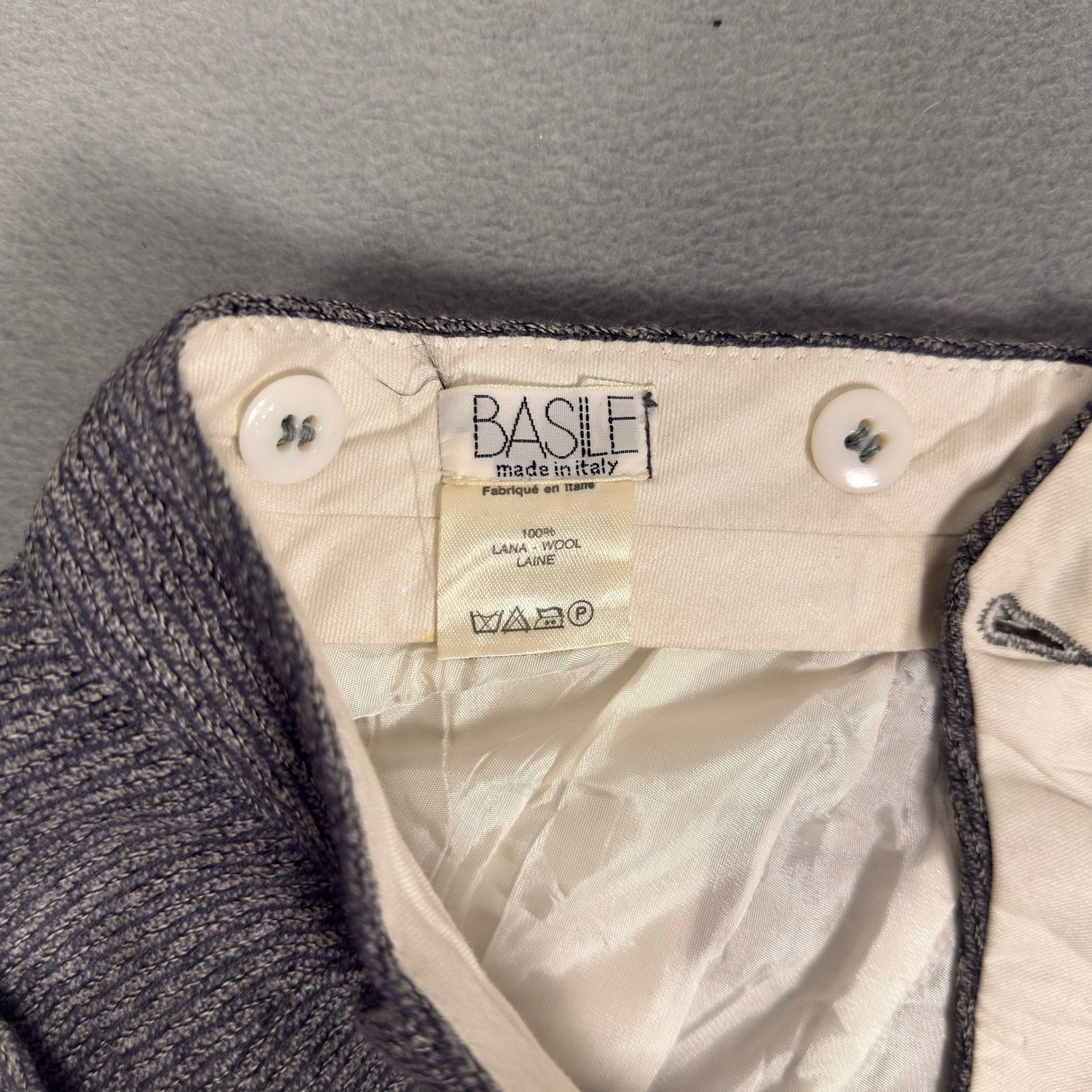 Vintage 80s Basile Made in Italy 100% Wool Pleated Cuffed Dress Pants Mens 31x29