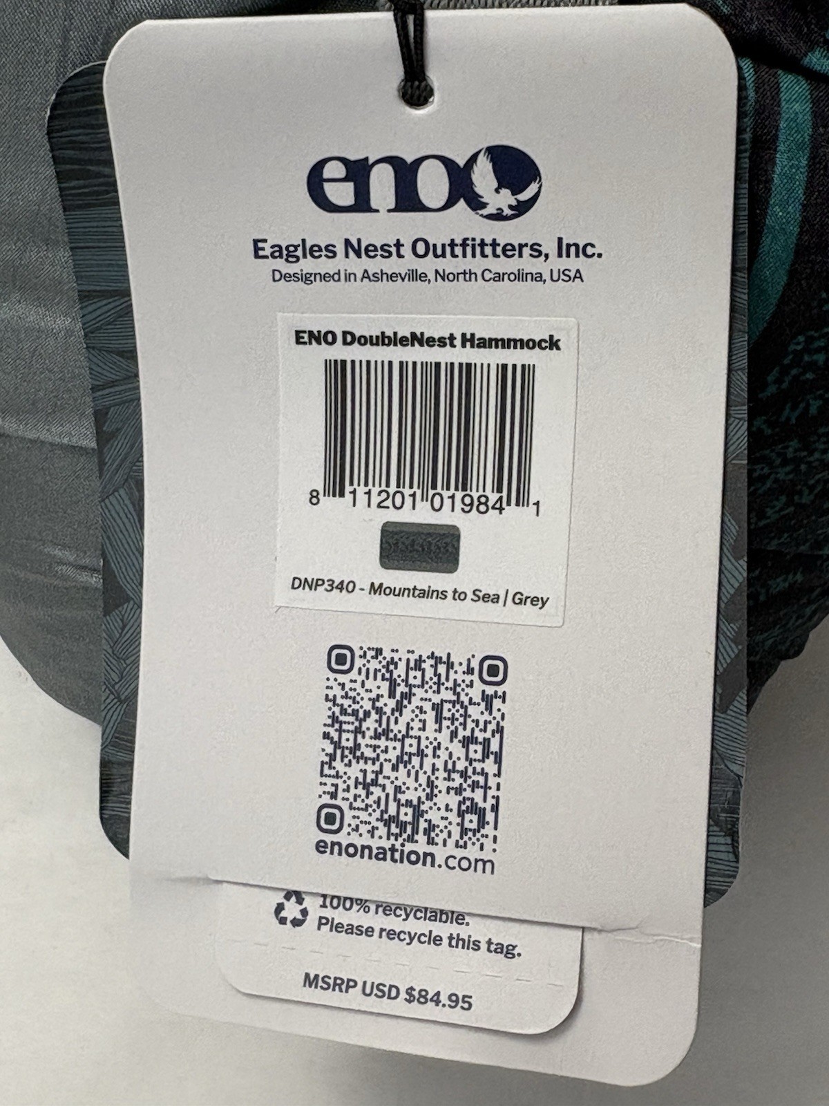 New ENO Hammock DoubleNest® Mountains to Sea/Grey ENO DNP340