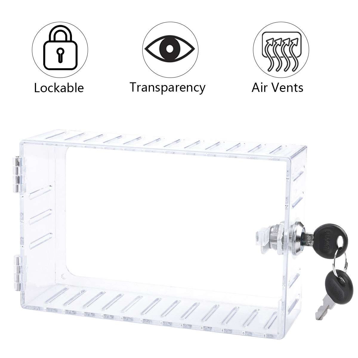 Thermostat Lock Box with 2 Keys Transparent Protective Cover Acrylic Guard Box