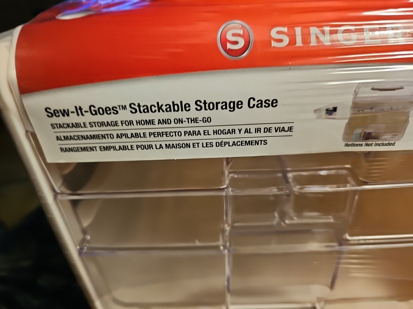 NEW SINGER Sew-It-Goes STACKABLE STORAGE CASE CLEAR WHITE SEWING QUILT FREE SHIP