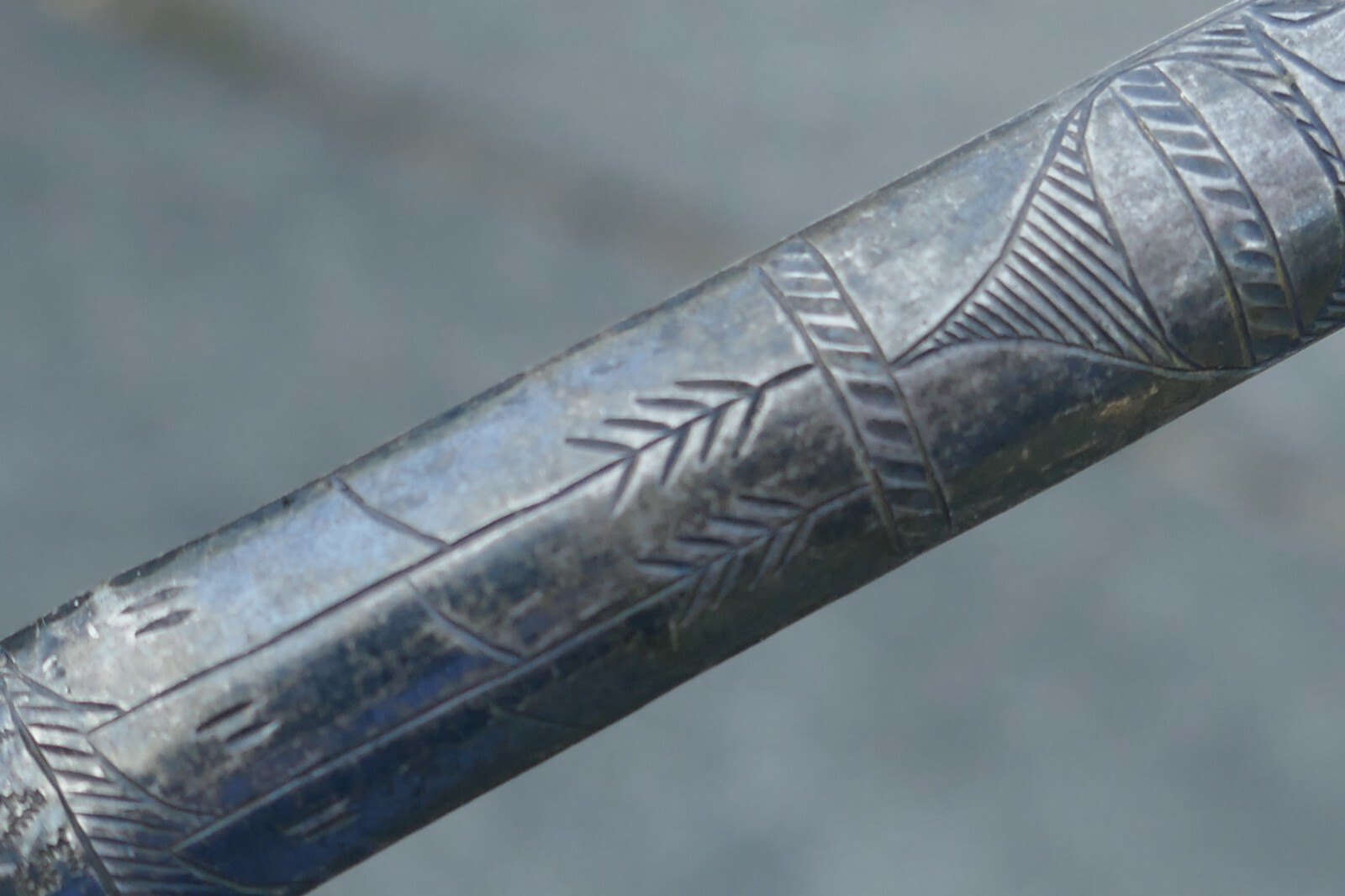 Rare Antique (Tlingit) Native Hand Carved silver Salad Set c:1900 Trade item