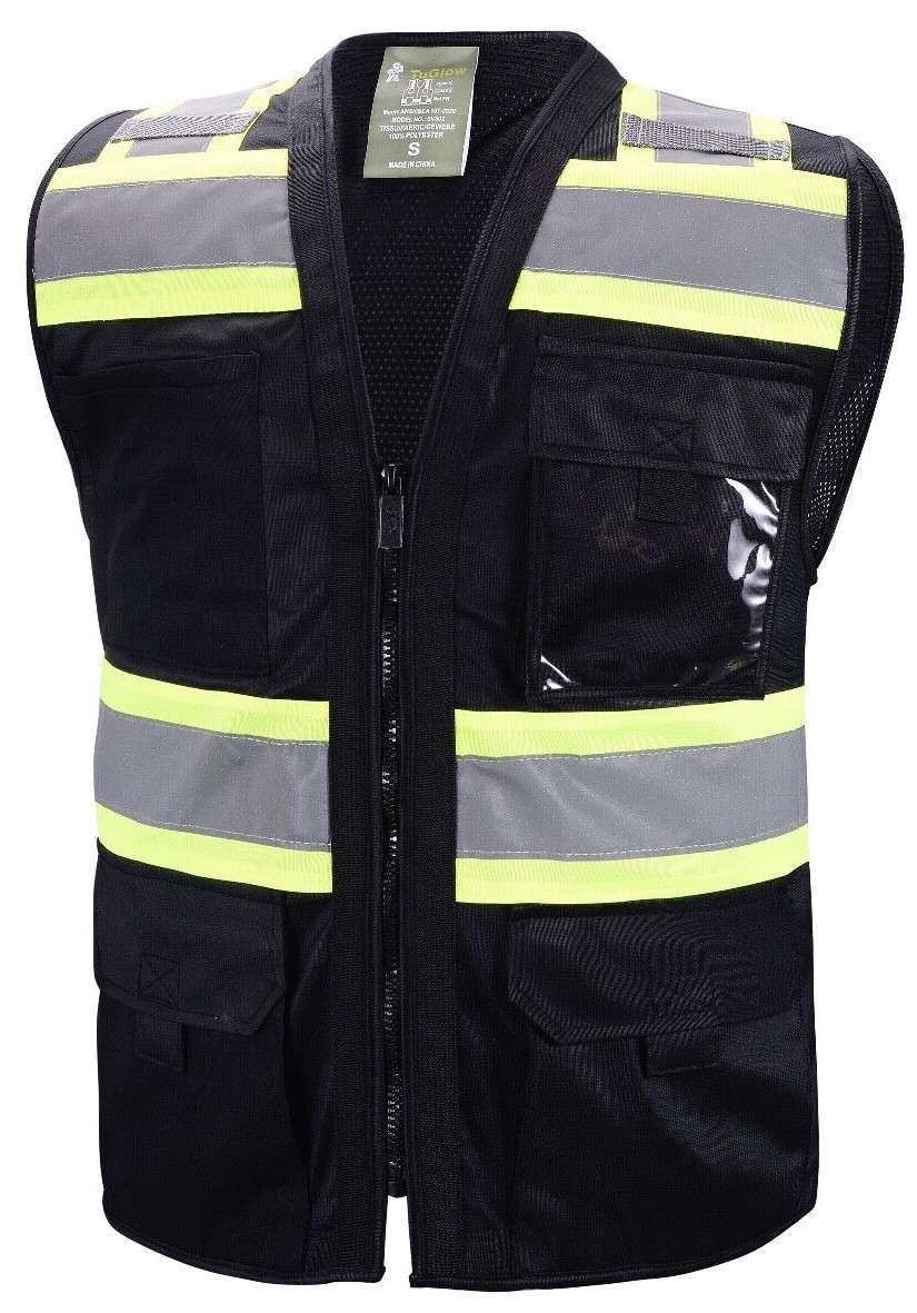 Supervisor  Black Two Tones Safety Vest, ANSI/ ISEA  Photo ID Pocket (802BK)