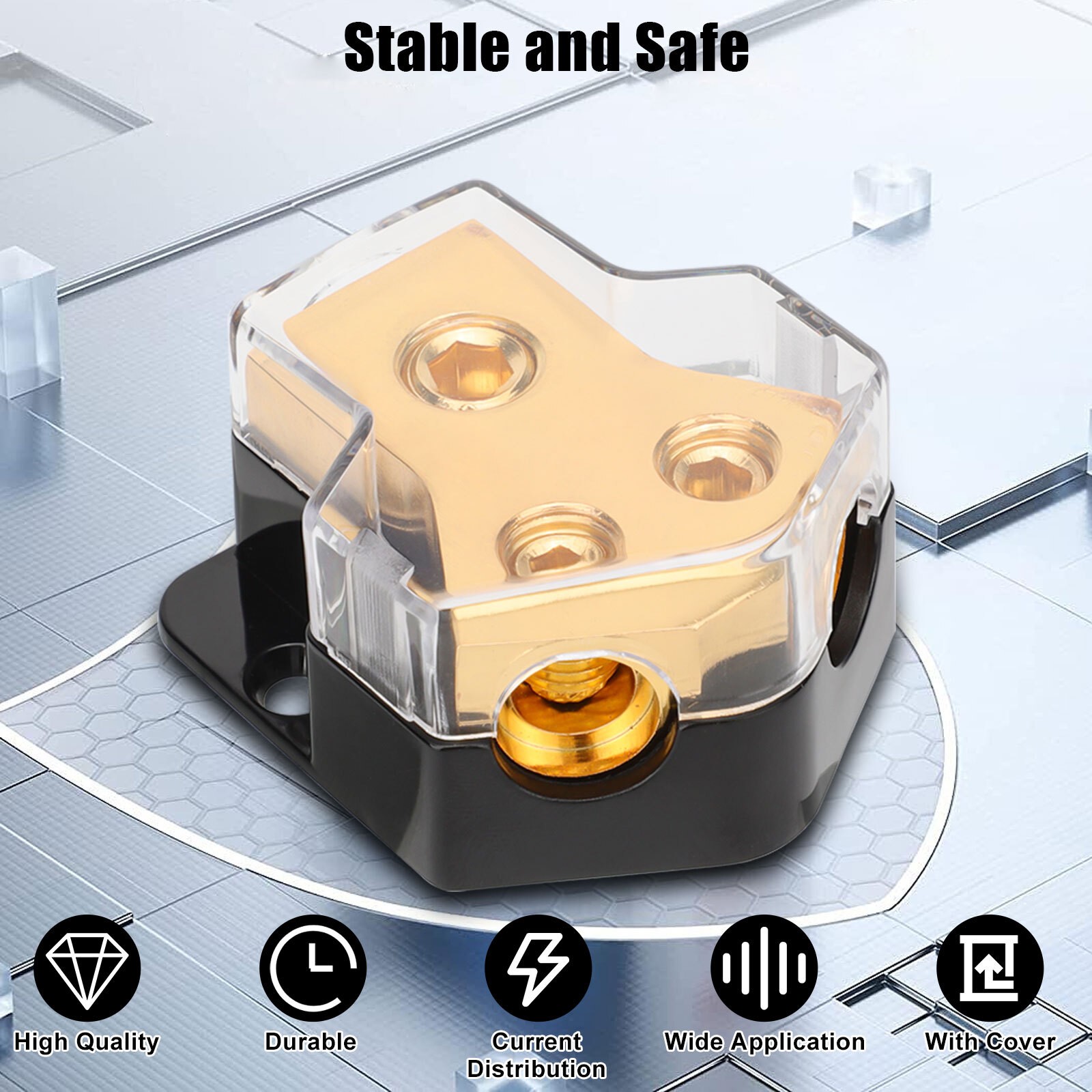 2 Car Audio Splitter Amp Power 0/2/4 Gauge In 4/6/8 Gauge Out Distribution Block