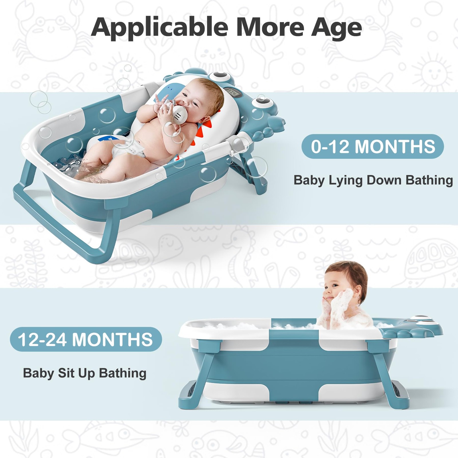 Bañera Azul Portátil Plegable Para Bebe Niño Recien Bacidos Tina De Bañar Regalo