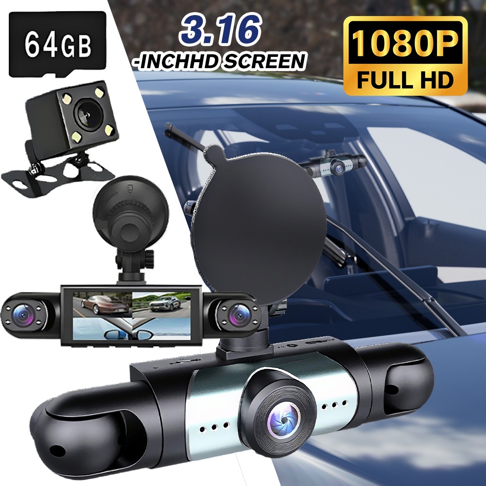360° 4 Channel 1080P HD Car Dash Cam Front and Rear Inside Left Right + Camera