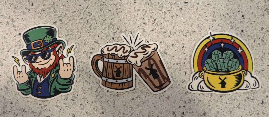 Dutch Bros March App sticker Challenge Foam & Fortune, Emerald Pursuit, Shamrock