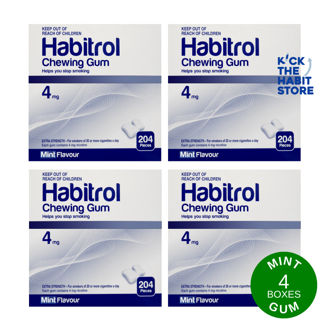 Habitrol Gum 4mg Mint  816 Pieces 4 boxes  x 204 pcs  Sugar Free 2027+