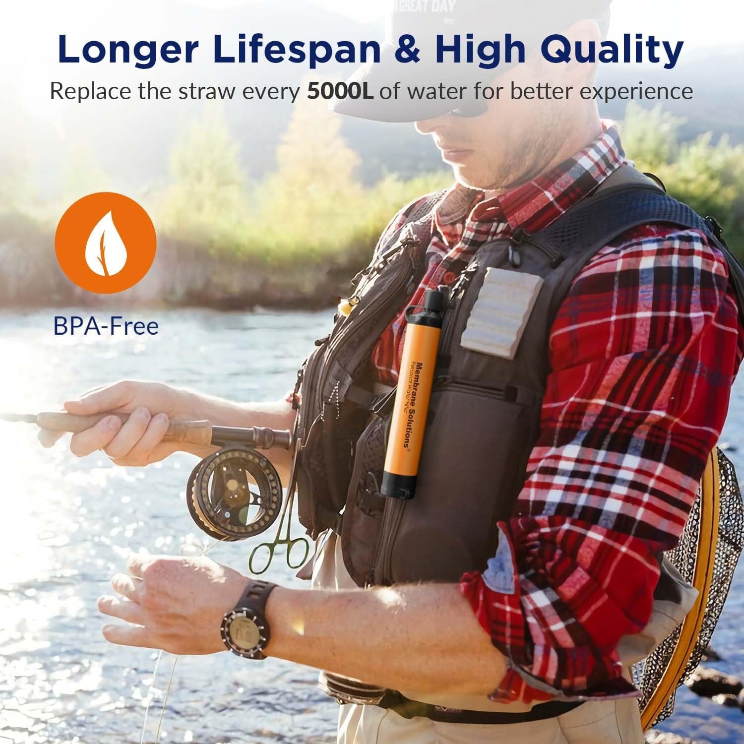 Personal Water Filter,Portable Water Purification Straw Water Filter Camping