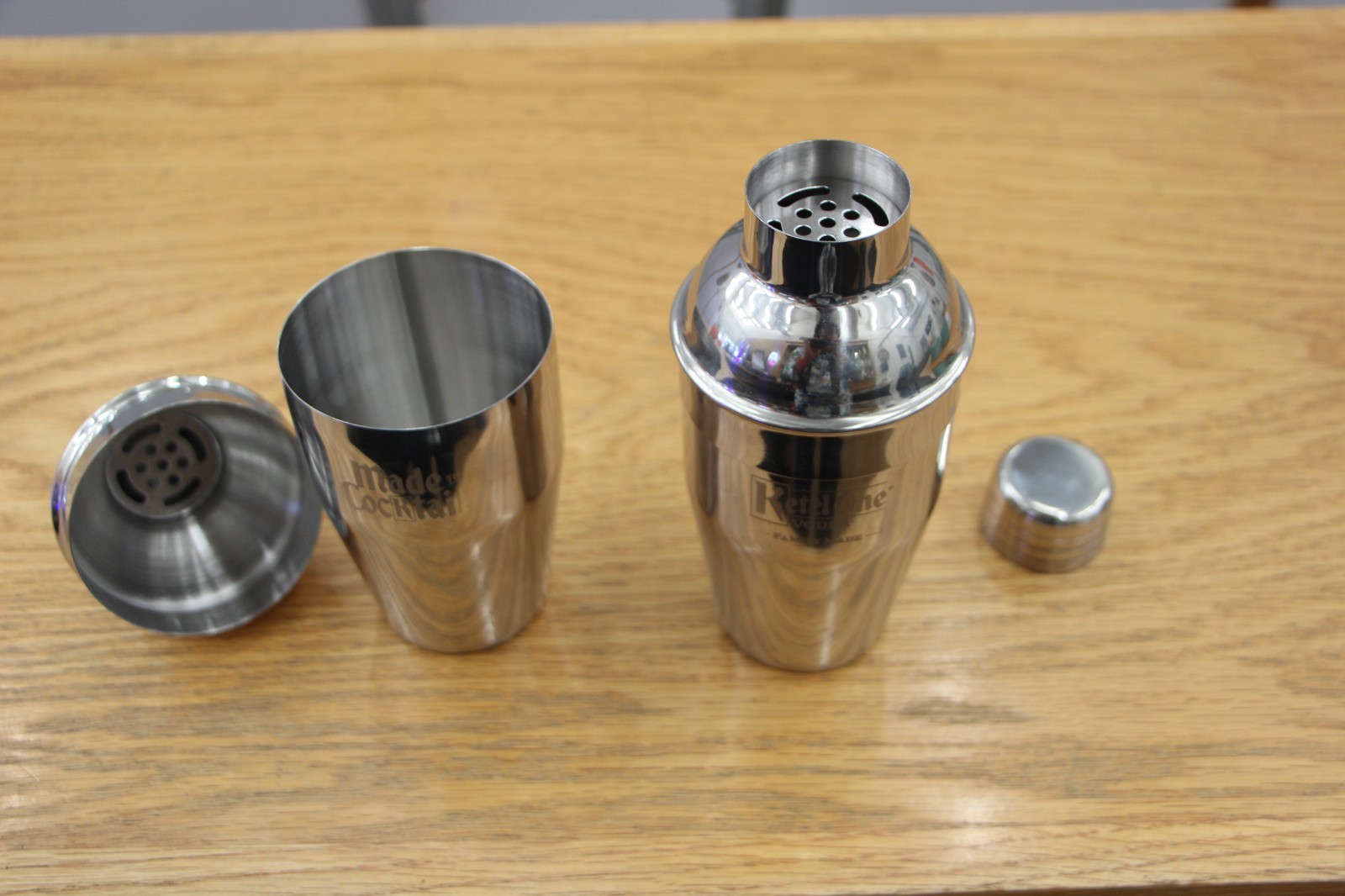 2 - Brand NEW Made to Cocktail Ketel One 7” tall Stainless Steel Drink Shakers