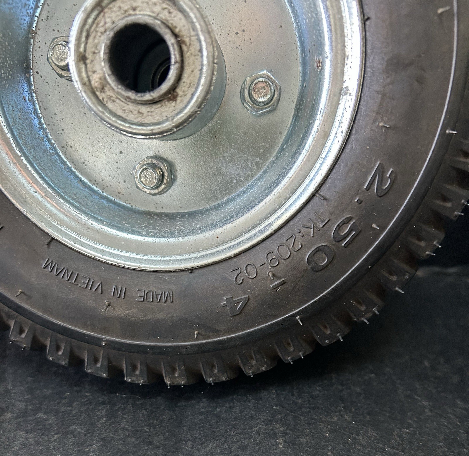 4 Ton Keep 9" Tires on Rims, 250-4 Nylon 50 Max PSI - Ready to Mount and Roll