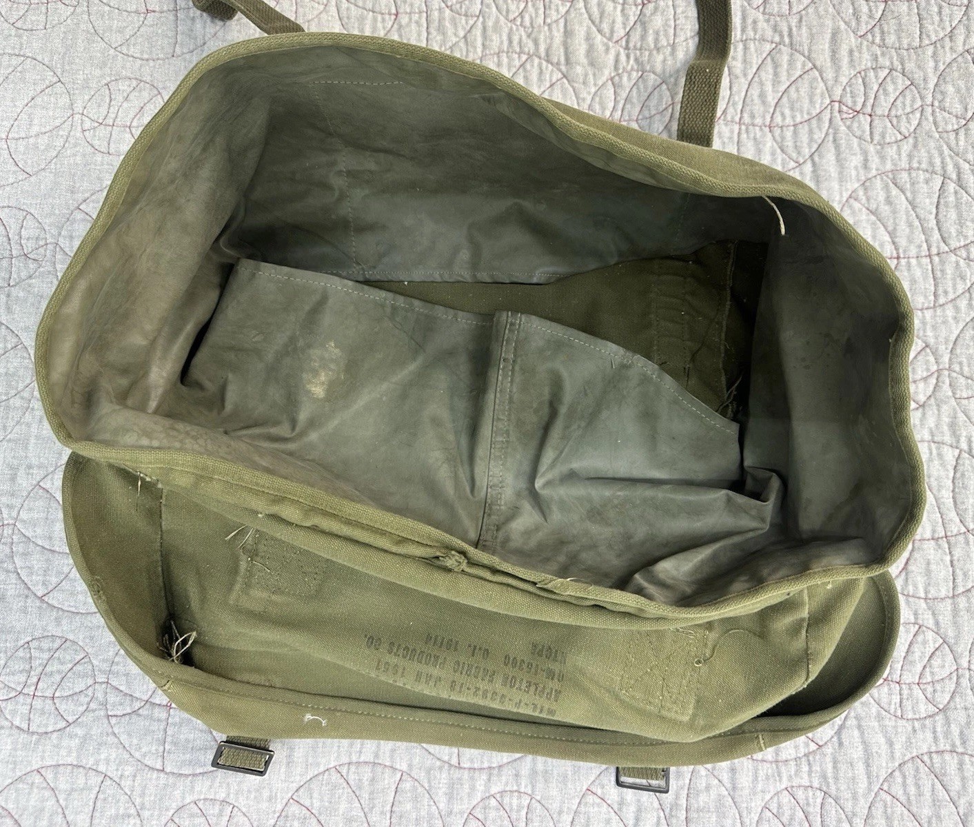 1951 US Army Field Pack Cargo M-1945 Military OD Green Cargo Bag NICE Lower Vtg
