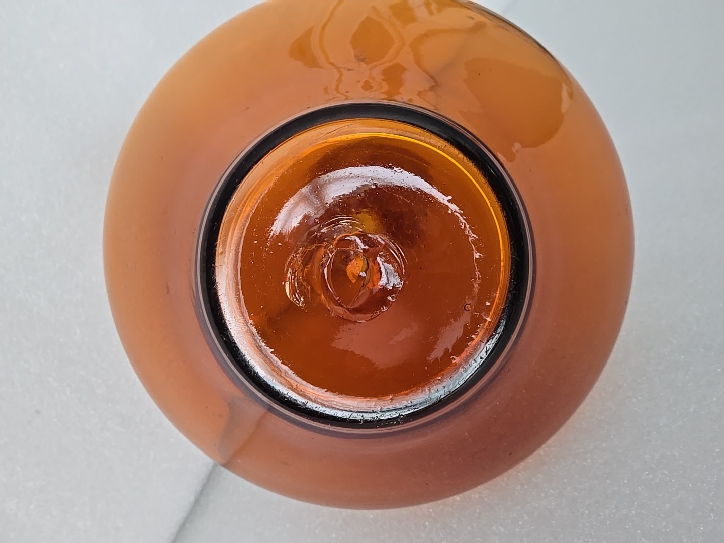 Blenko Orange Amber Glass Decanter Mushroom Stopper 14"