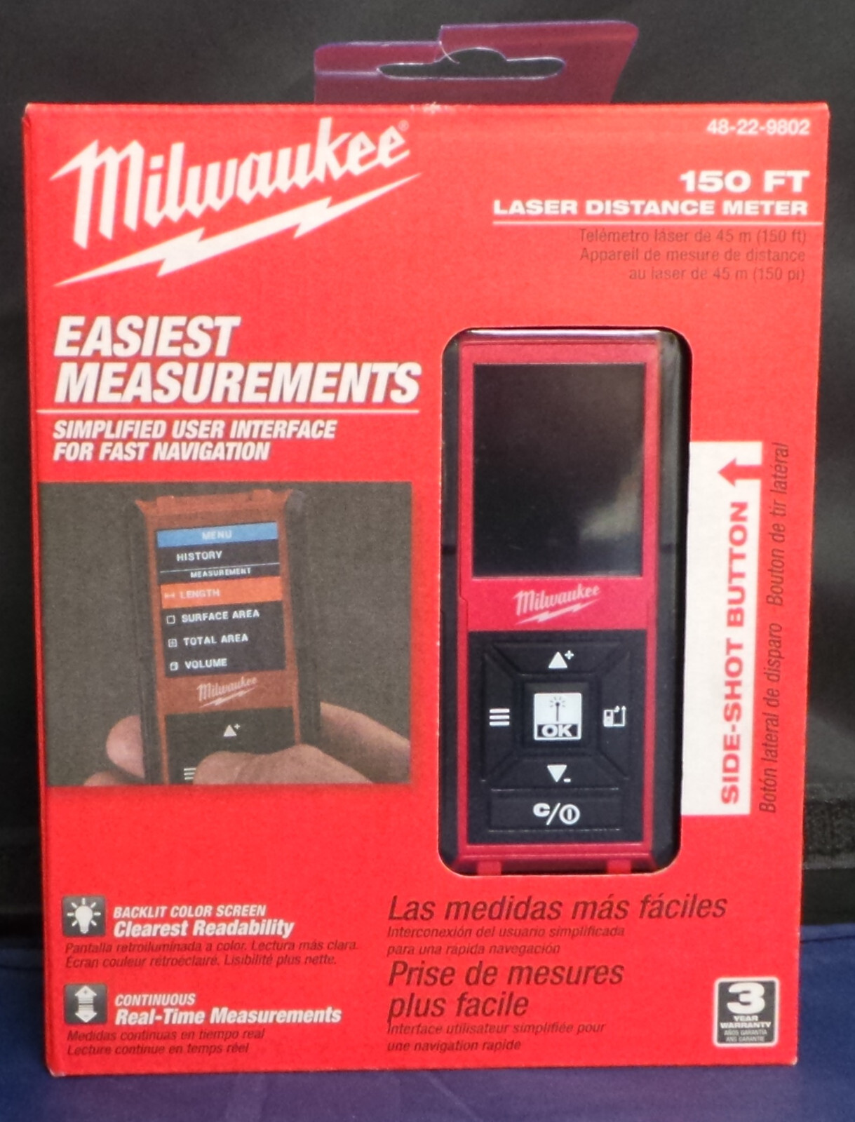 Milwaukee 48-22-9802 150 ft. Backlit Digital Laser Distance Meter Red BRAND NEW