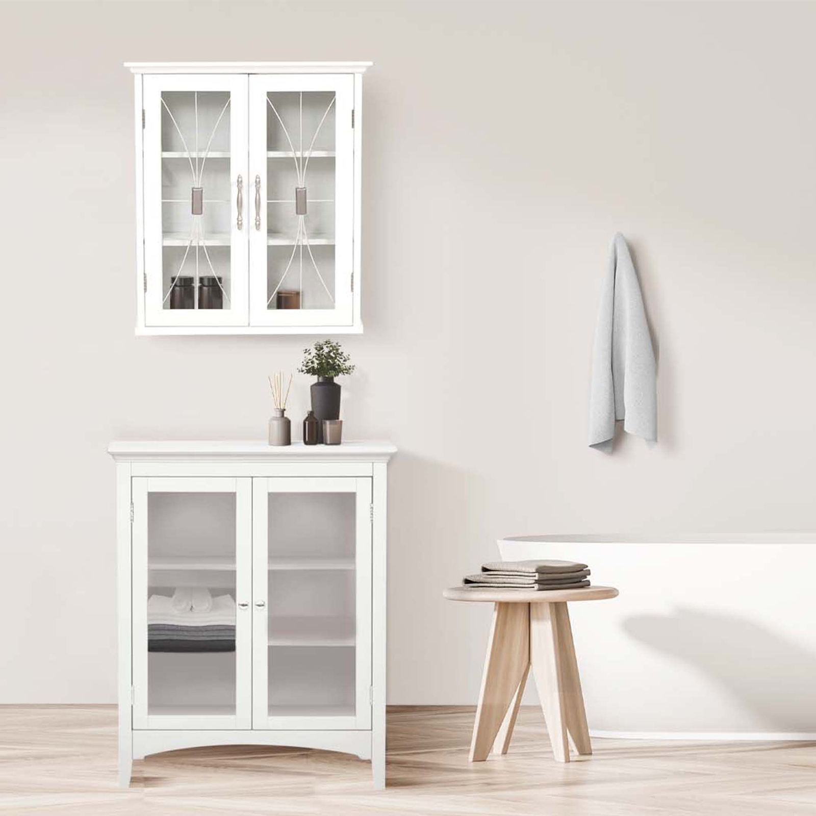 Delaney Removable Wooden Wall Cabinet with 2 Doors White