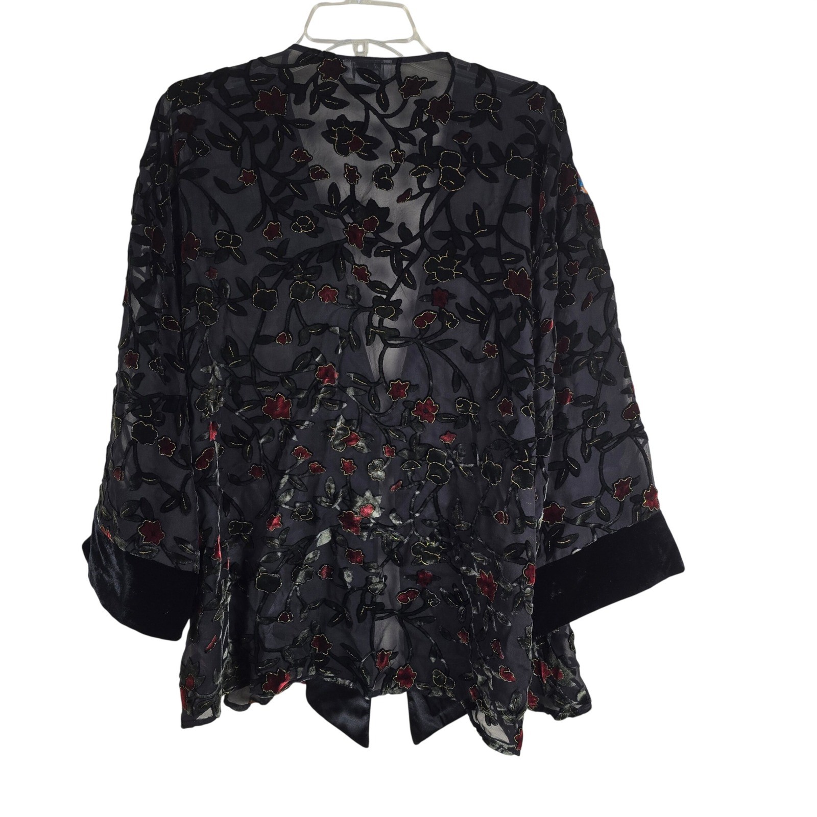 Aris A. Silk Blend Velvet Devore Kimono Cardigan Butterfly Floral 1XL Plus Size