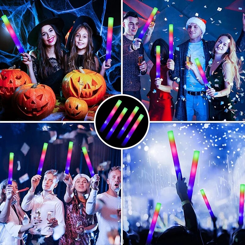 100pcs LED Glow Sticks Flashing Light Sticks Rally Party Light Up Foam Sticks