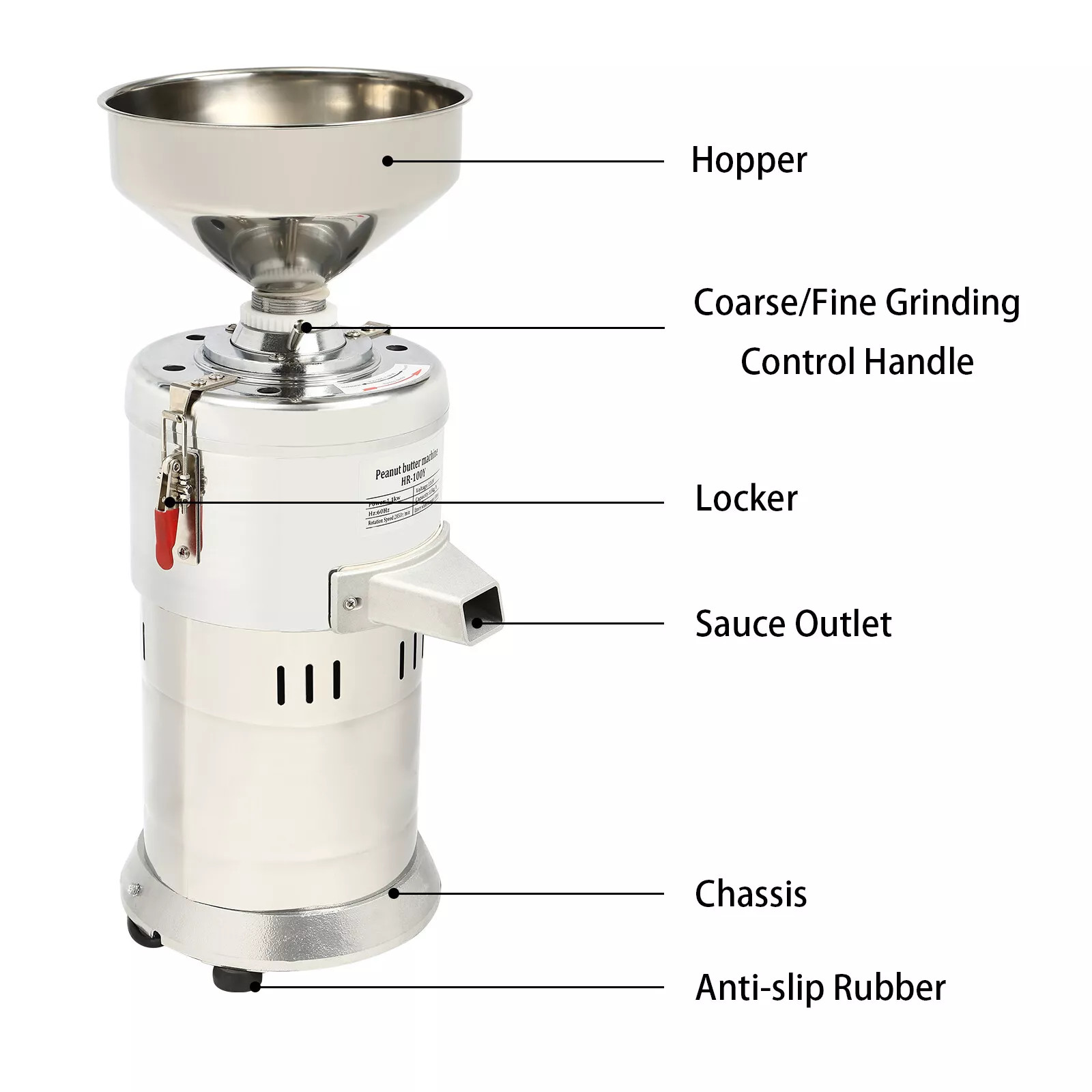Electric Sesame Sauce Grinder Commercial Peanut Butter Grinding Maker 1100W 110V