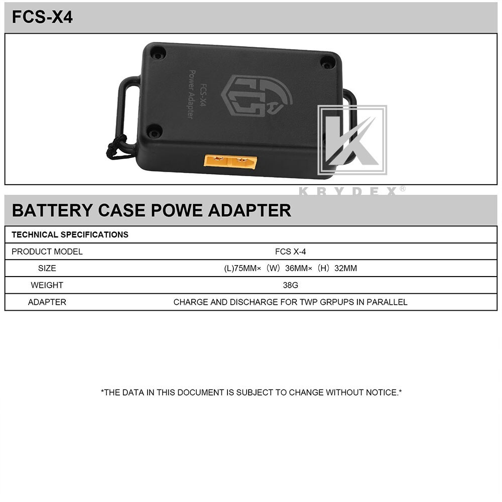 KRYDEX FCS Military BB2590 Rechargeable Li-ion Battery Case 2x16.8V Output Black