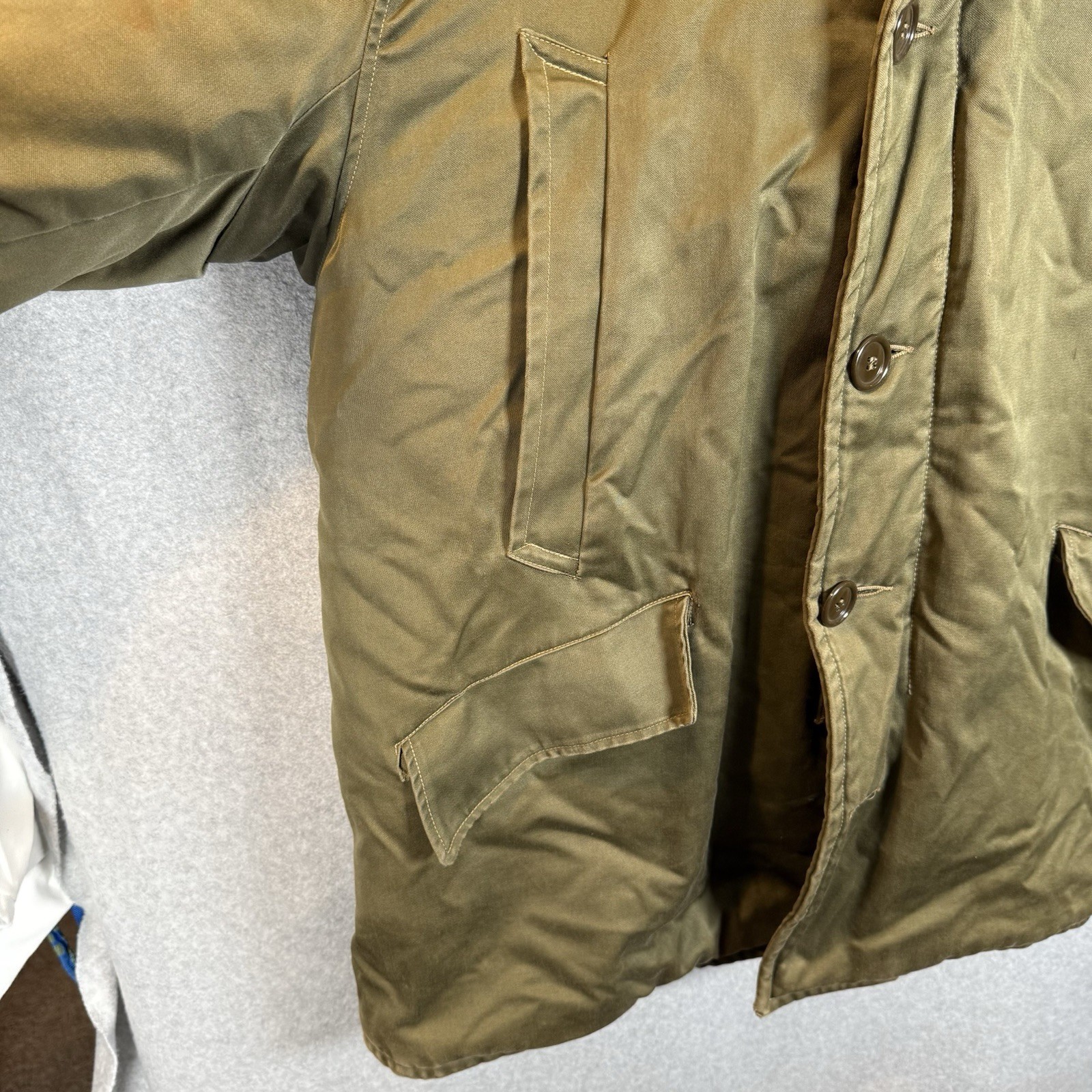 US Military Vintage 40s WW2 OG Faux Fur Talon Zip Hood B-9 Parka Jacket Mens XL