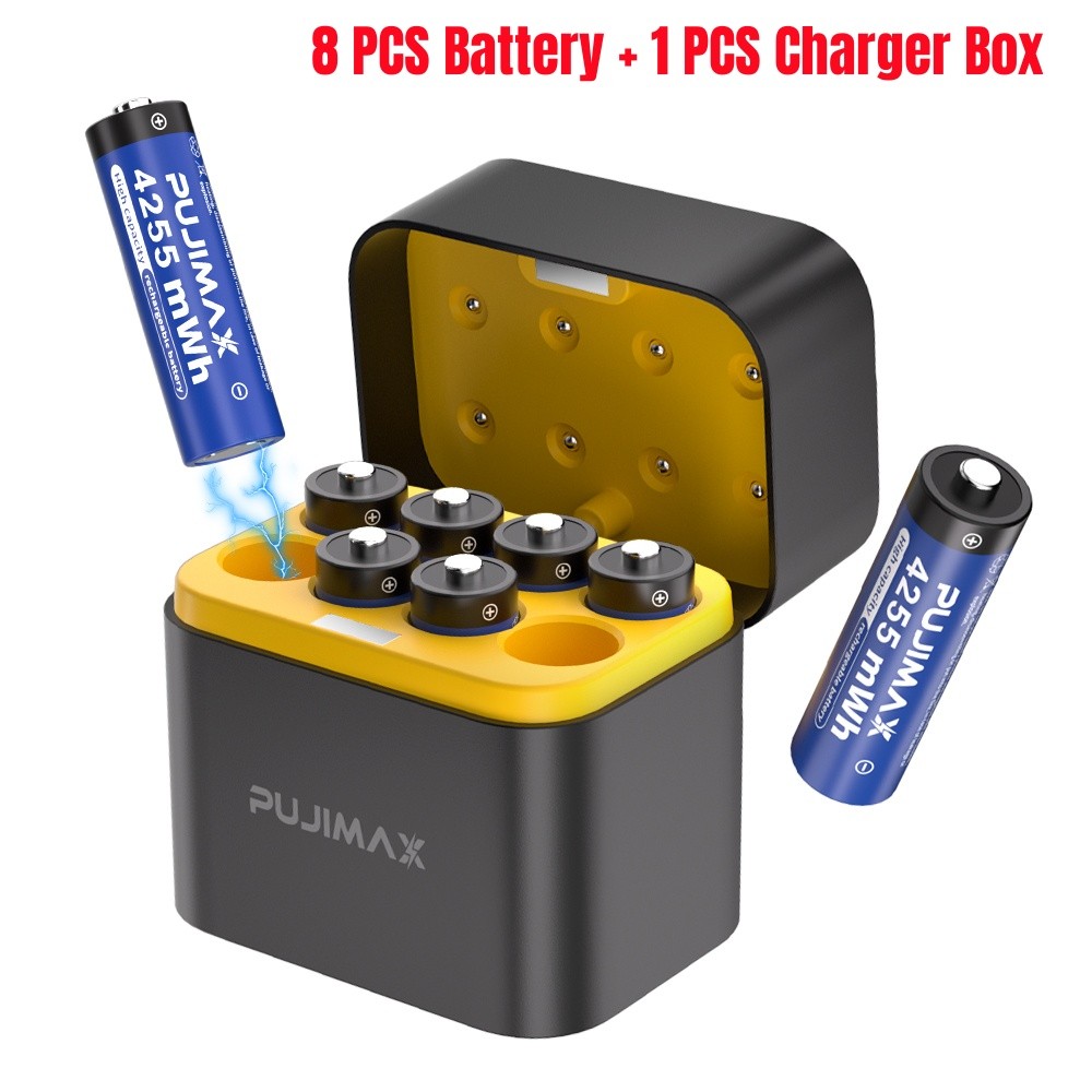 8/16/24/32PCS 1.5V Rechargeable AA Batteries Lithium 4255mWh with Charger Box