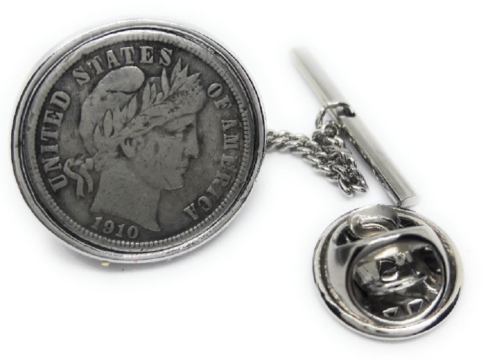 BARBER DIME DIME TIE TACK / LAPEL PIN