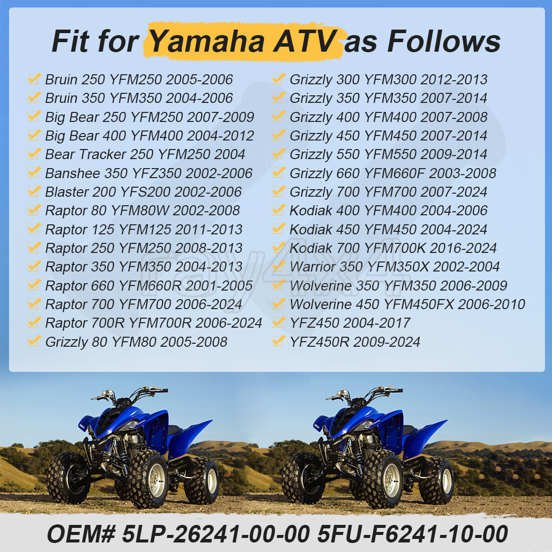 Handlebar Grips for Yamaha Grizzly 80 300 350 400 450 550 660 700 YFM 2003-2024