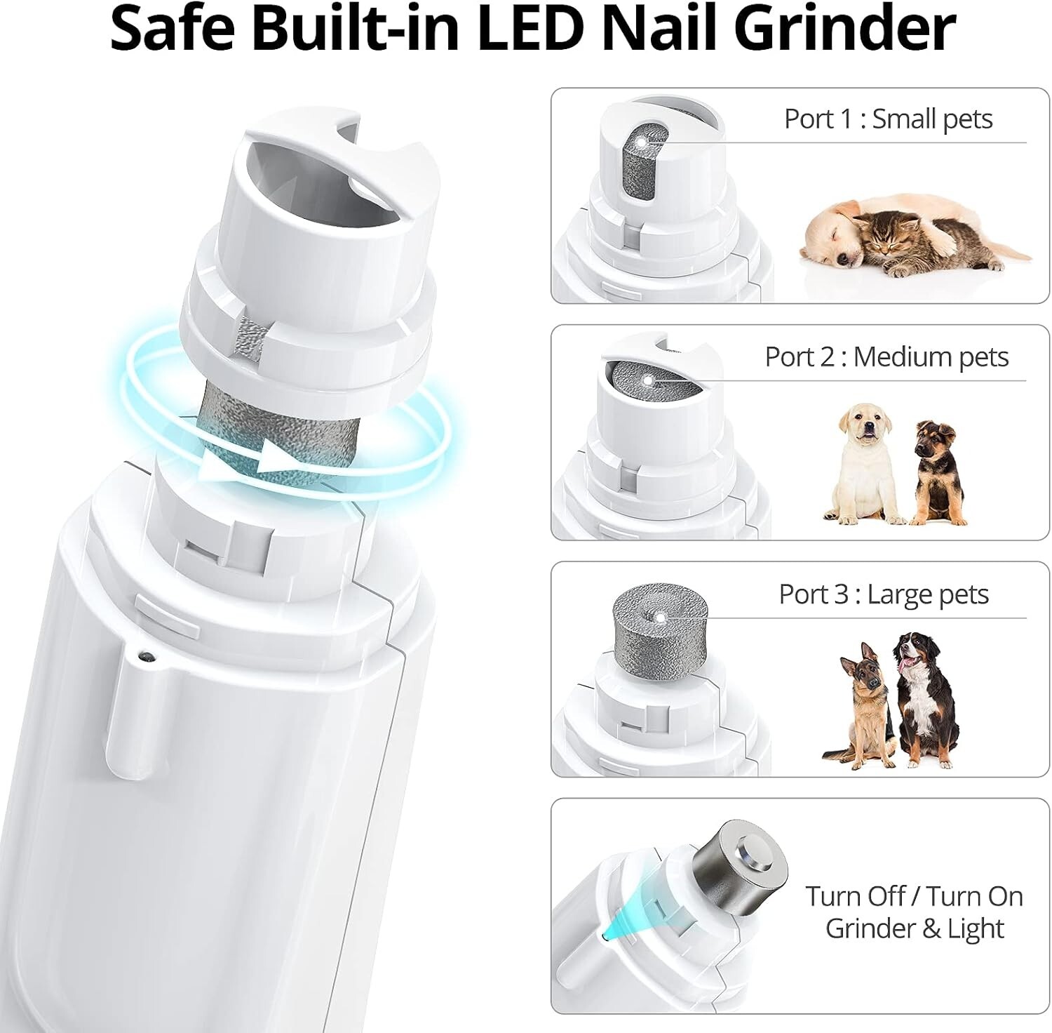 2 in 1 Electric Dog Nail Grinder and Clipper Rechargeable Pet Toenail Clippers