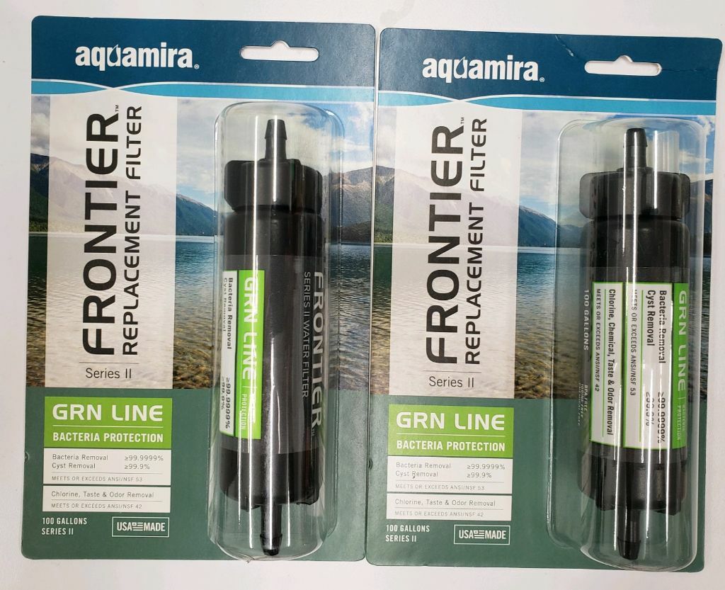2- Aquamira Frontier Series II  GRN Line Replacement Filter 100 GAL 2 Pack