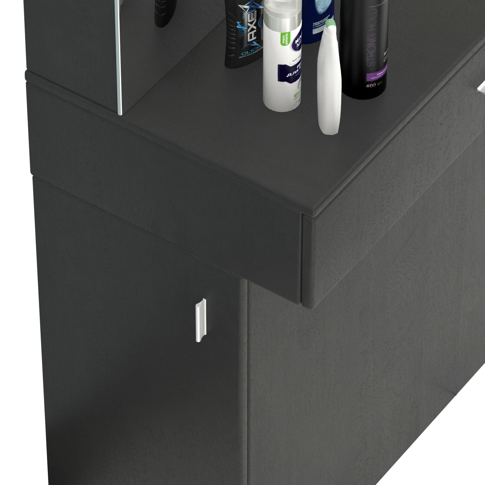 Black Wall Mount Barber Station W/Mirror Dressing Table Beauty Spa Salon Styling