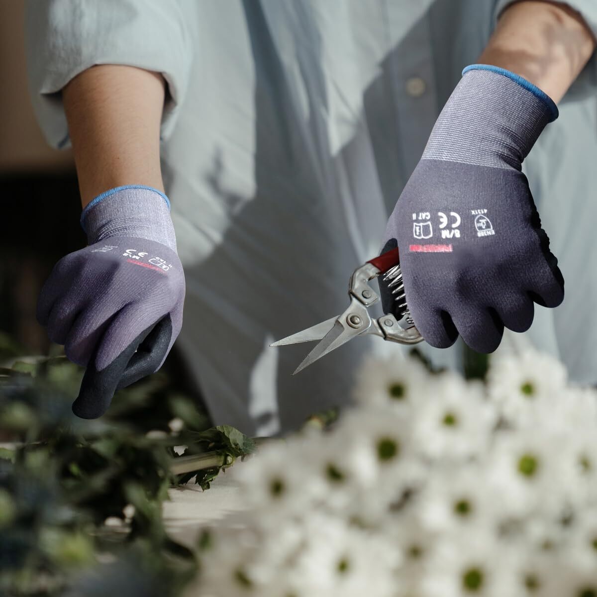 Gasoline Safety Work Gloves Extra Micro-Foam Nitrile Coated-12 Pairs / Dots