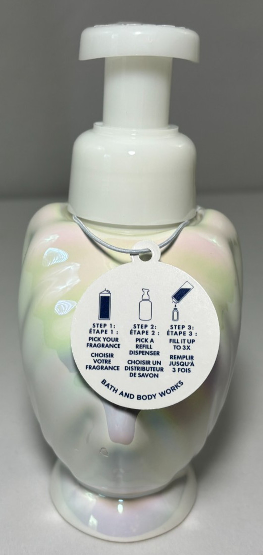 Bath & Body Works Ceramic CLAM SHELL Gentle Foaming Soap Dispenser Holder