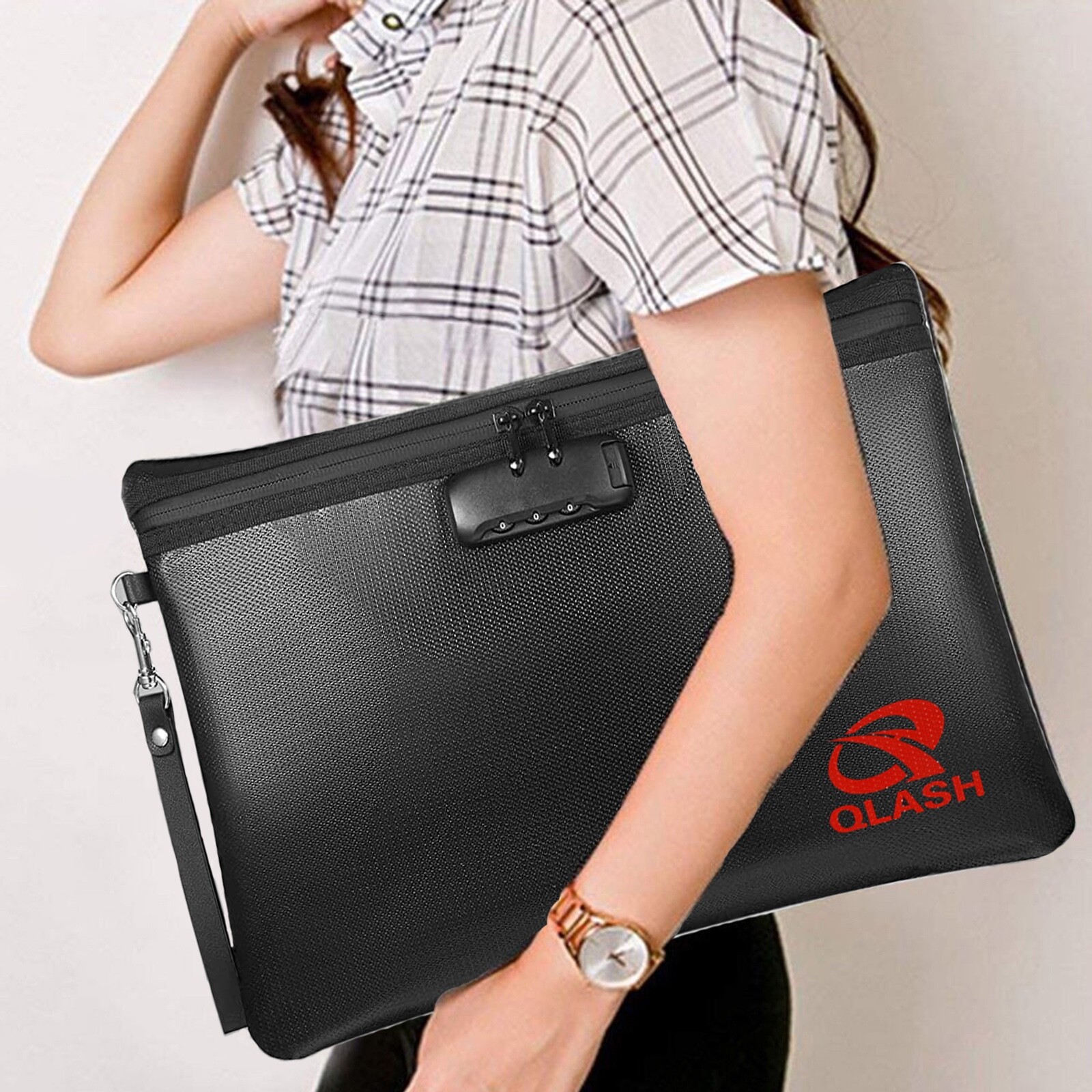 Large Fire Proof Bag with Lock 14x10"  Document Pouch Waterproof Money Cash More