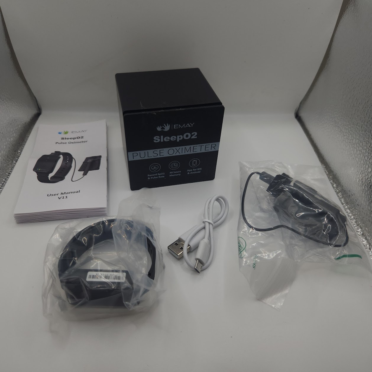 EMAY SleepO2 Wrist Recording Pulse Oximeter Continuous Oxygen Monitor