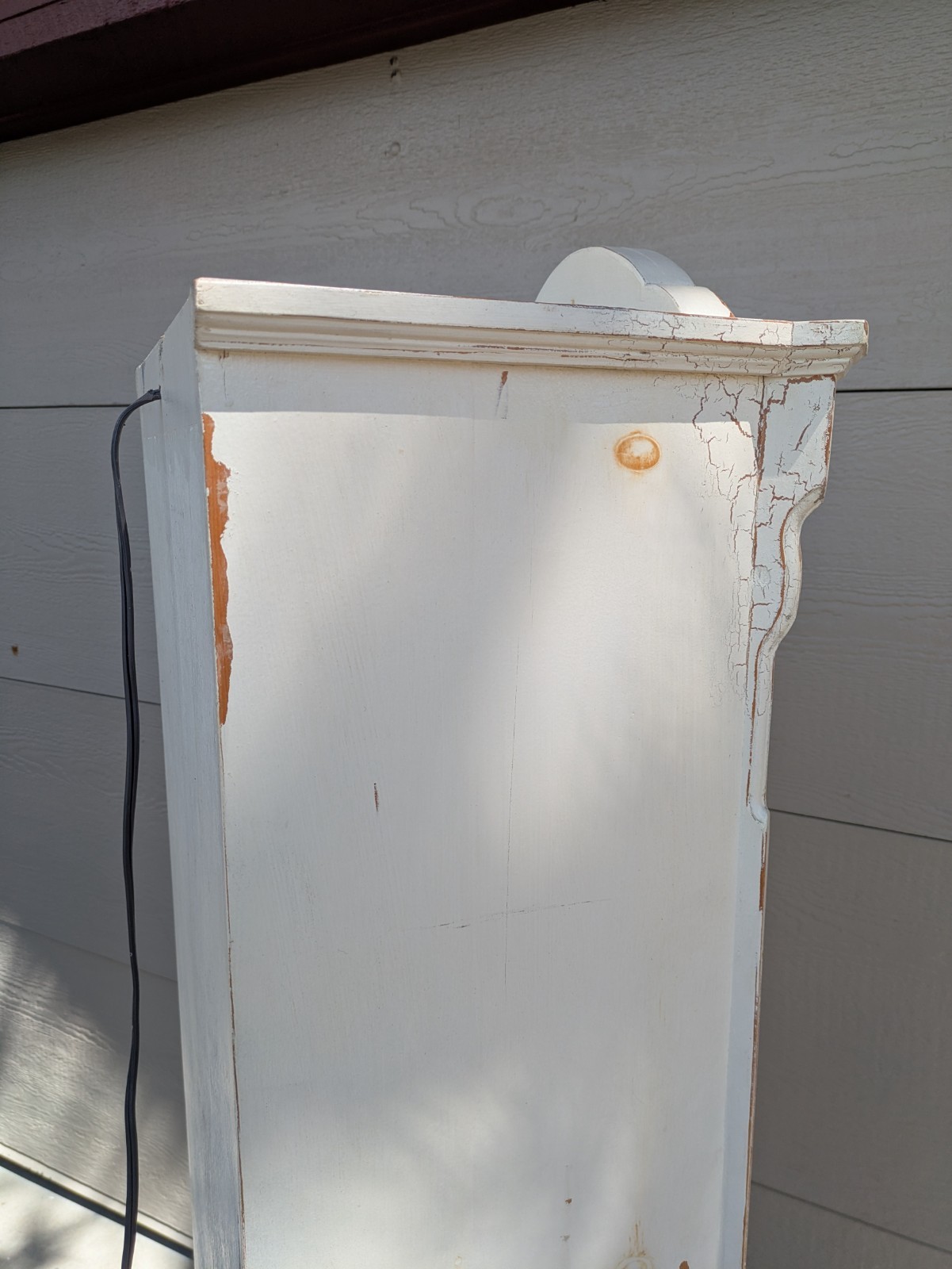 Vintage Shabby Chic French Country Cottage White Curio Display Cabinet Iron Legs