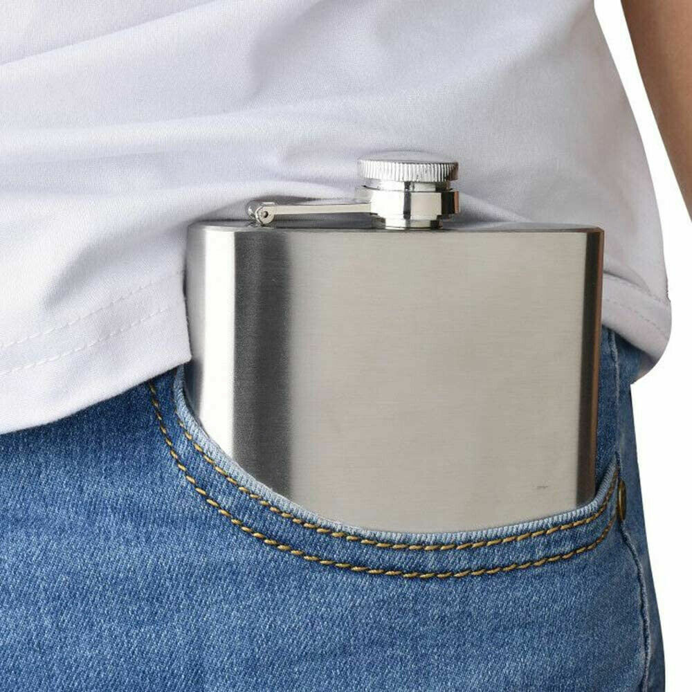 2 Pack 7/10 oz Liquor Pocket Hip Flask Stainless Steel Whiskey Screw Cap Flagon