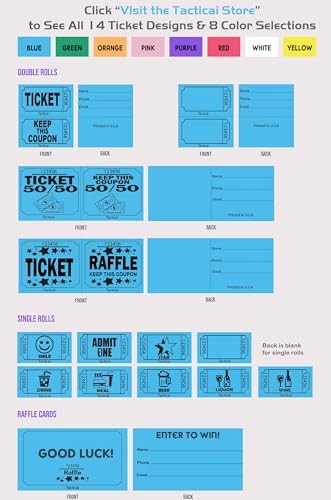 Tacticai 2000 Blue Raffle Tickets - Admit One Roll for Events & Fundraisers