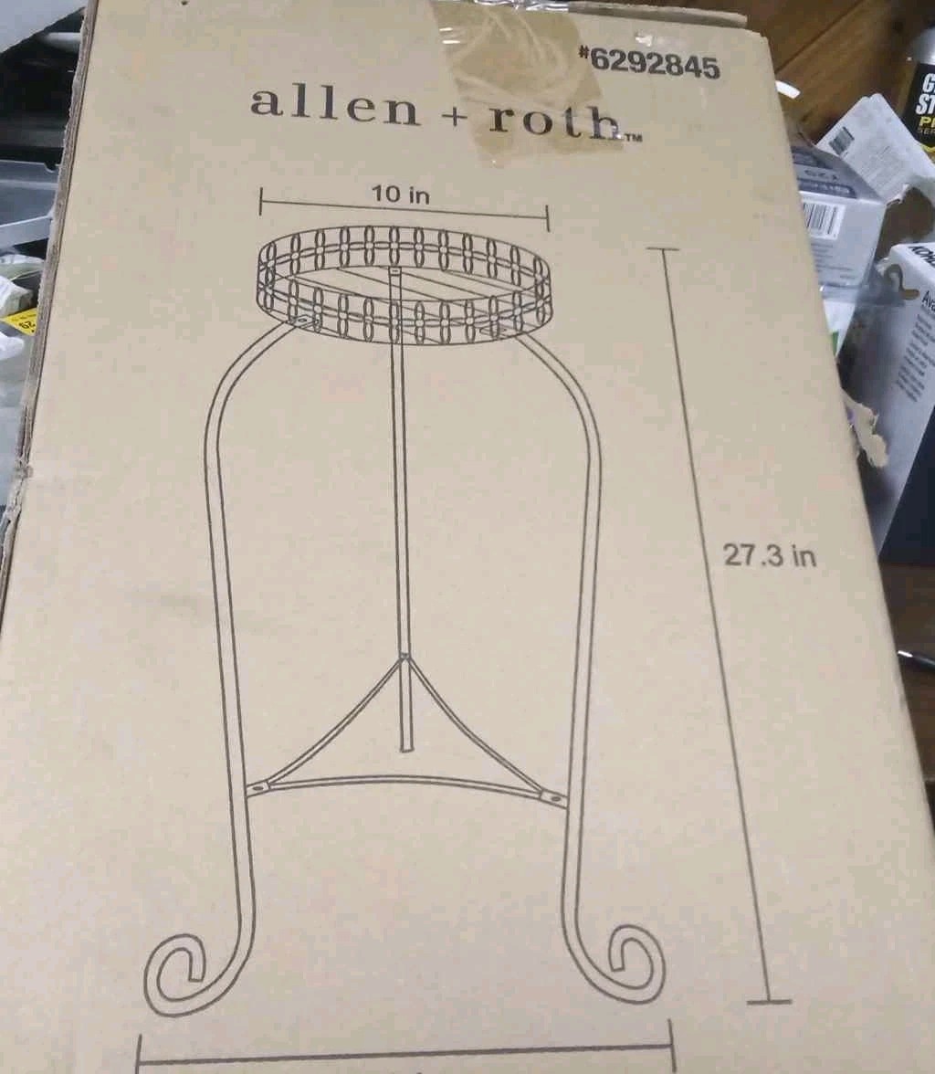 allen + roth 27.3-in H x 10-in W Black Indoor/Outdoor Round Steel Plant Stand