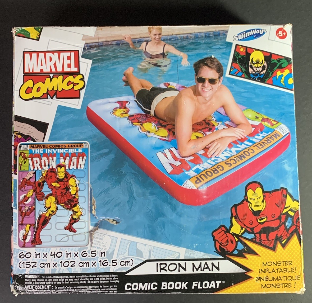 Iron Man Marvel Comic Book Float Inflatable Pool Raft NEW Open  Box