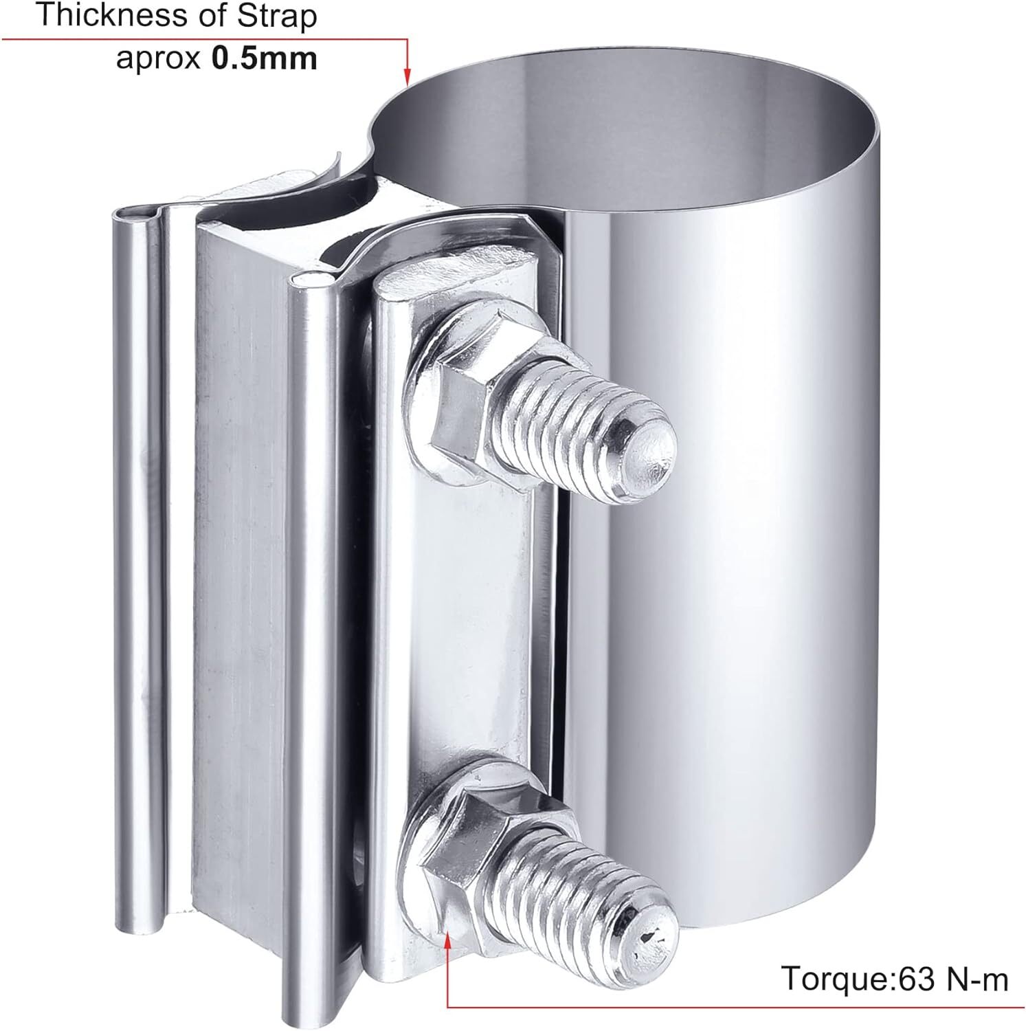 4Pcs 2.5" Exhaust Clamps,2 1/2" Butt Joint Band Clamp Sleeve Coupler Stainless