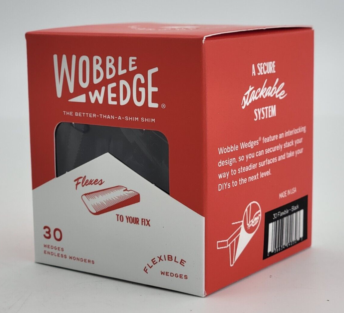 (30 Pack) Wobble Wedge Tapered Black Flexible Soft Multi-Use Wedge Stabilizer