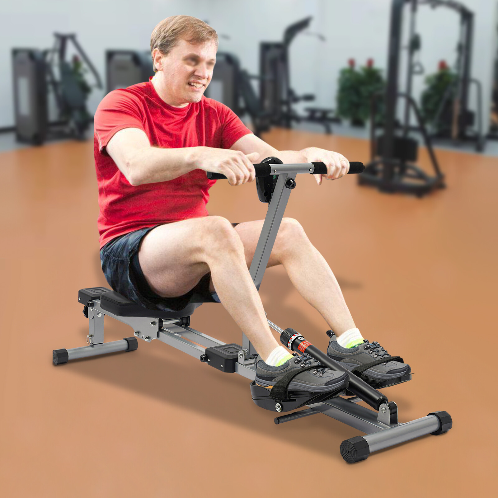 Home Rowing Foldable Rowing Exercise Machine Hydraulic Rowing Machine LED Meter