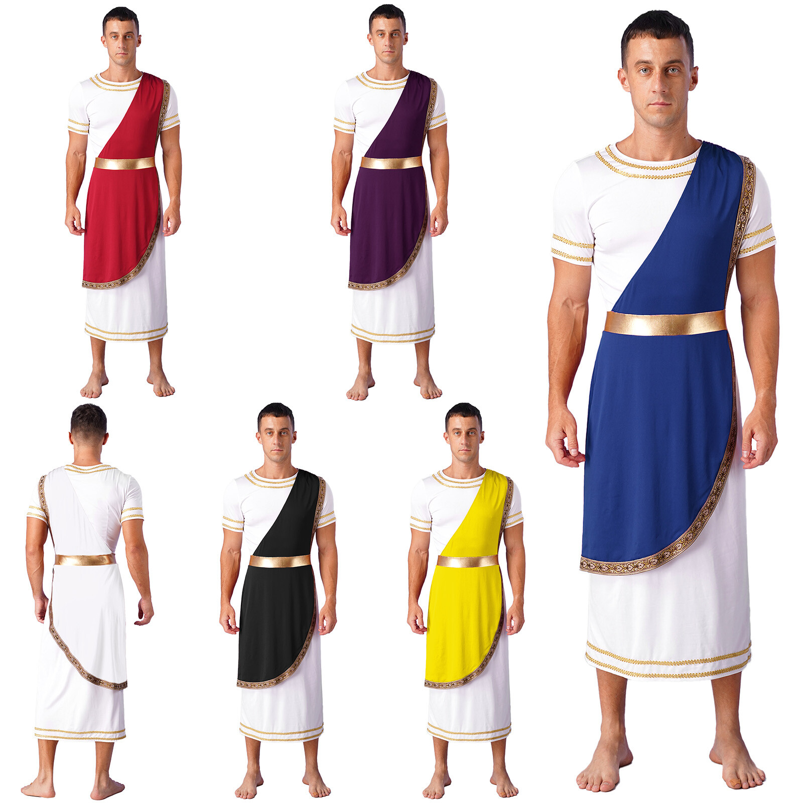 US Men's Ancient Greek Toga Costume Roman Caesar Toga Robe Vintage Greek Outfits
