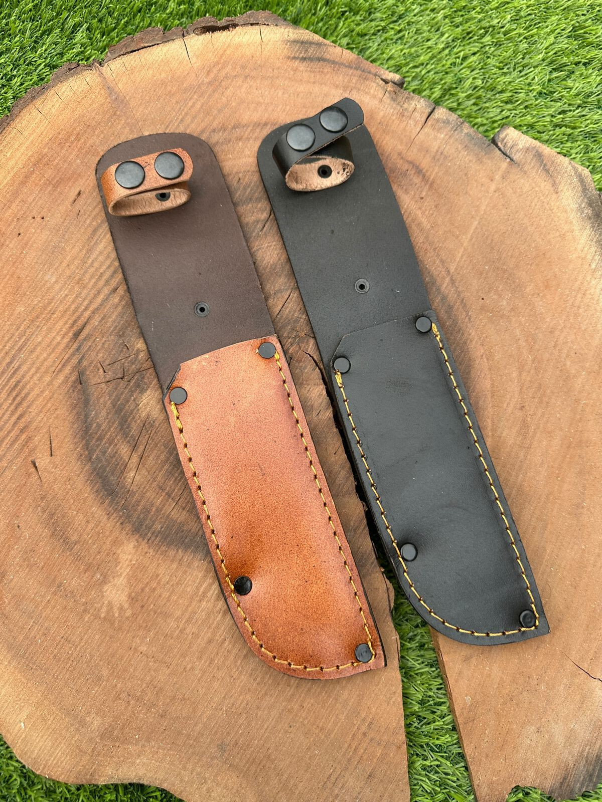 LEATHER SHEATH FITS PAL RH-36, REMINGTON and other Hunting Knife plain, or USMC