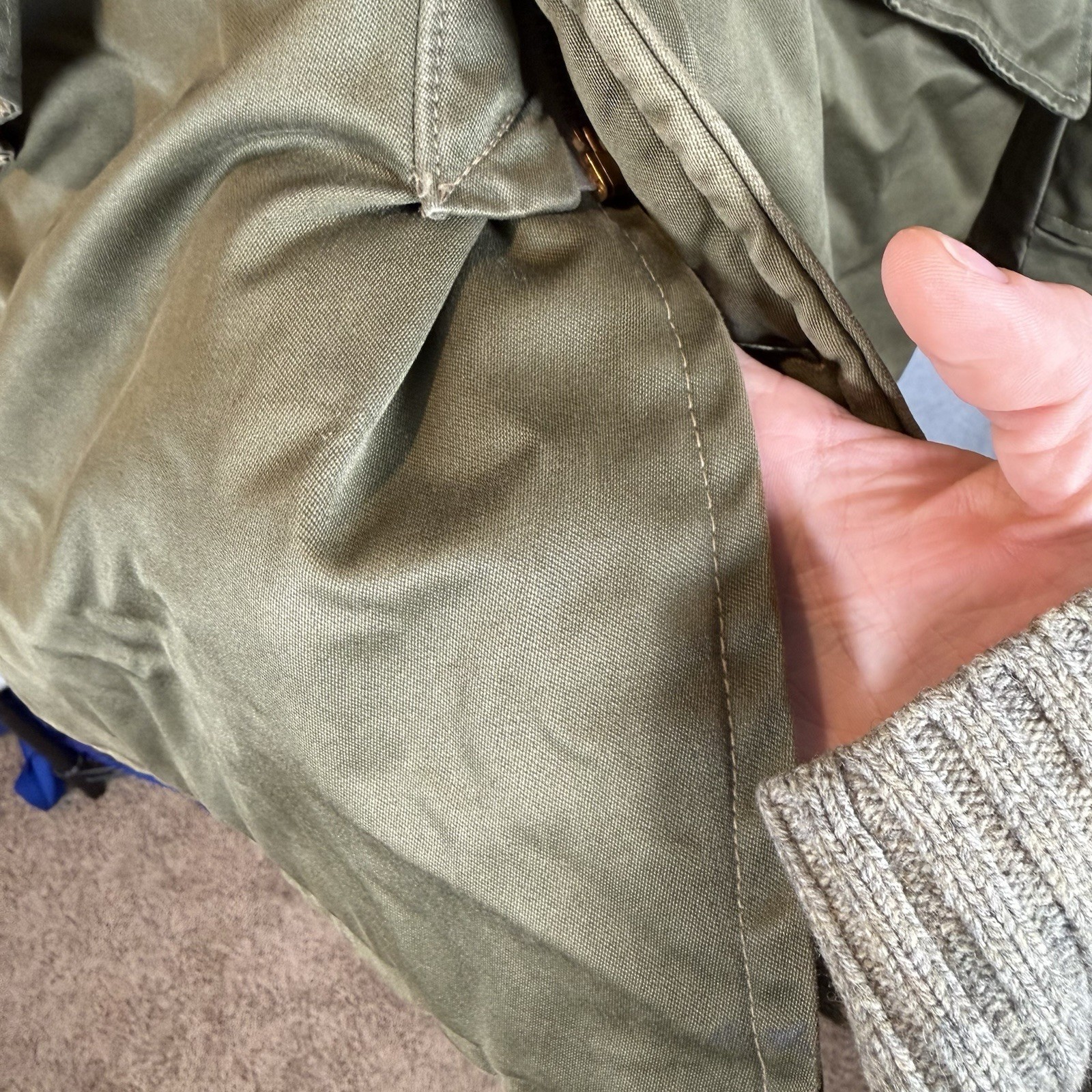 US Military Vintage 40s WW2 OG Faux Fur Talon Zip Hood B-9 Parka Jacket Mens XL