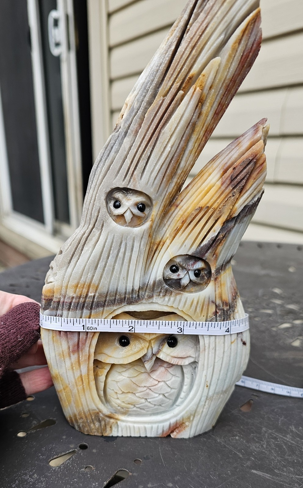 Carribean Calcite Owls In Tree Carving