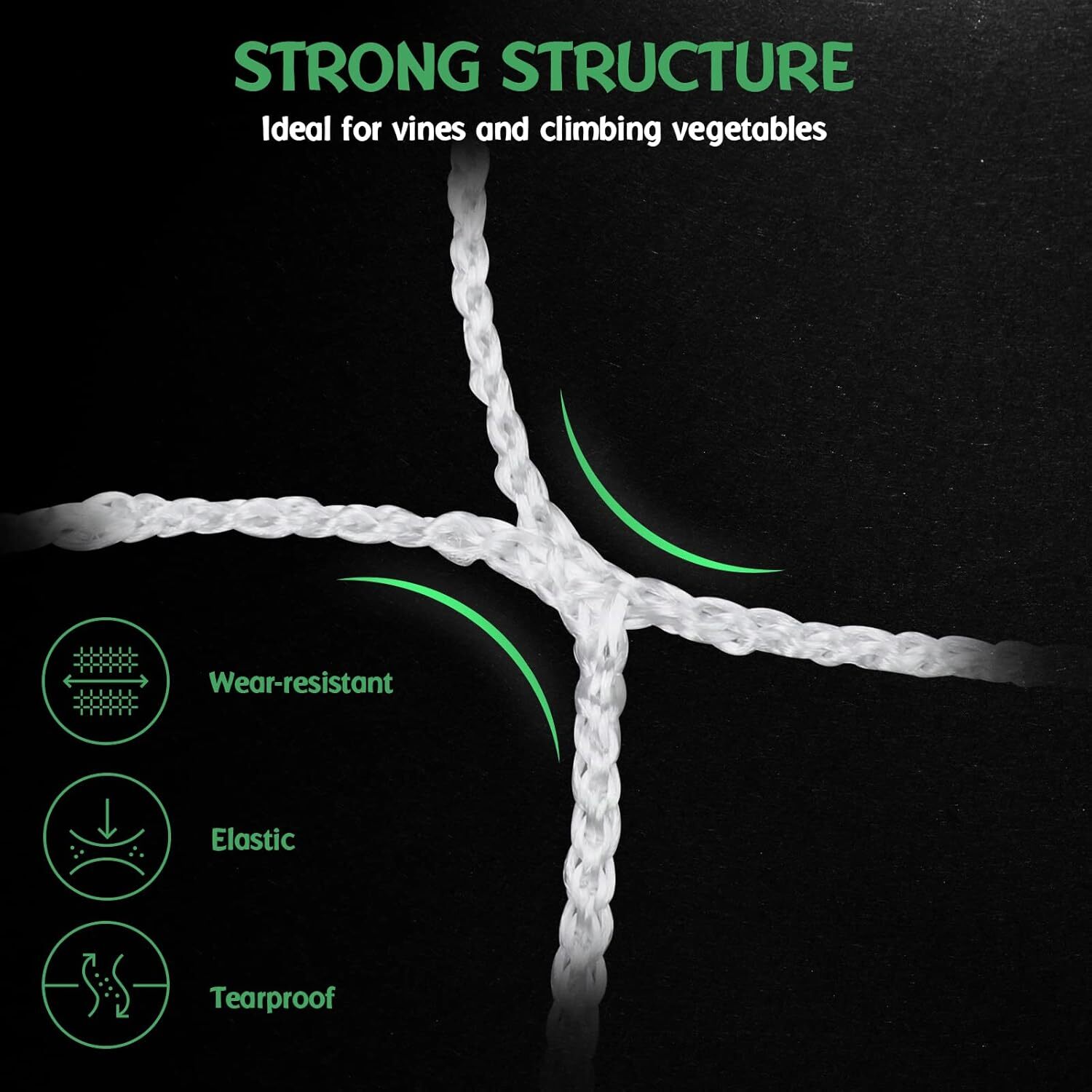 Seedfactor Plant Trellis Netting Garden HeavyDuty Polyester Grow Net +SquareMesh